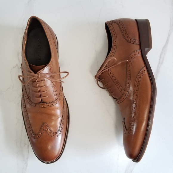 cole haan williams tan wingtip shoes